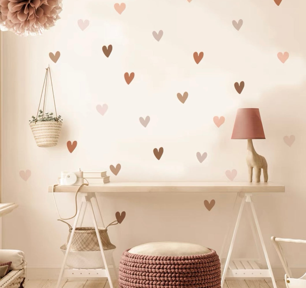 Multi Color Hearts Wall Stickers