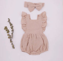 Load image into Gallery viewer, Muslin Summer Romper and Bow
