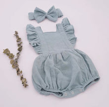 Load image into Gallery viewer, Muslin Summer Romper and Bow
