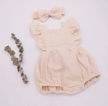 Load image into Gallery viewer, Muslin Summer Romper and Bow
